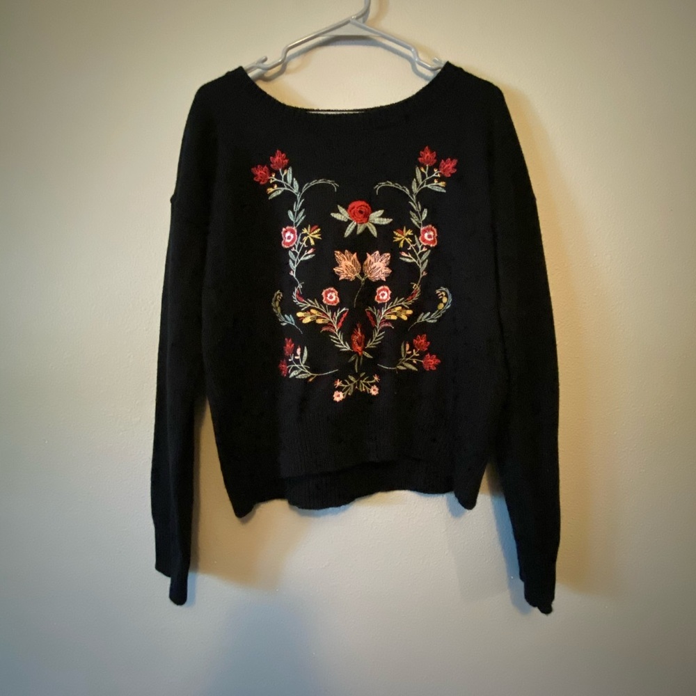 Charlotte Russe Black Embroidered Sweater